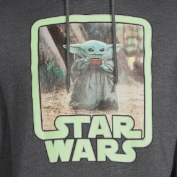 Star Wars The Mandalorian Grogu Baby Yoda Hoodie Men’s XL Gray Color Spring Hood - Picture 8 of 12